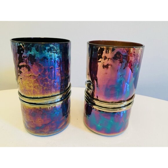 Vintage Esteban Prieto Iridescent Studio Art Glass Set of 5 Twist Snake Glass - Picture 7 of 10